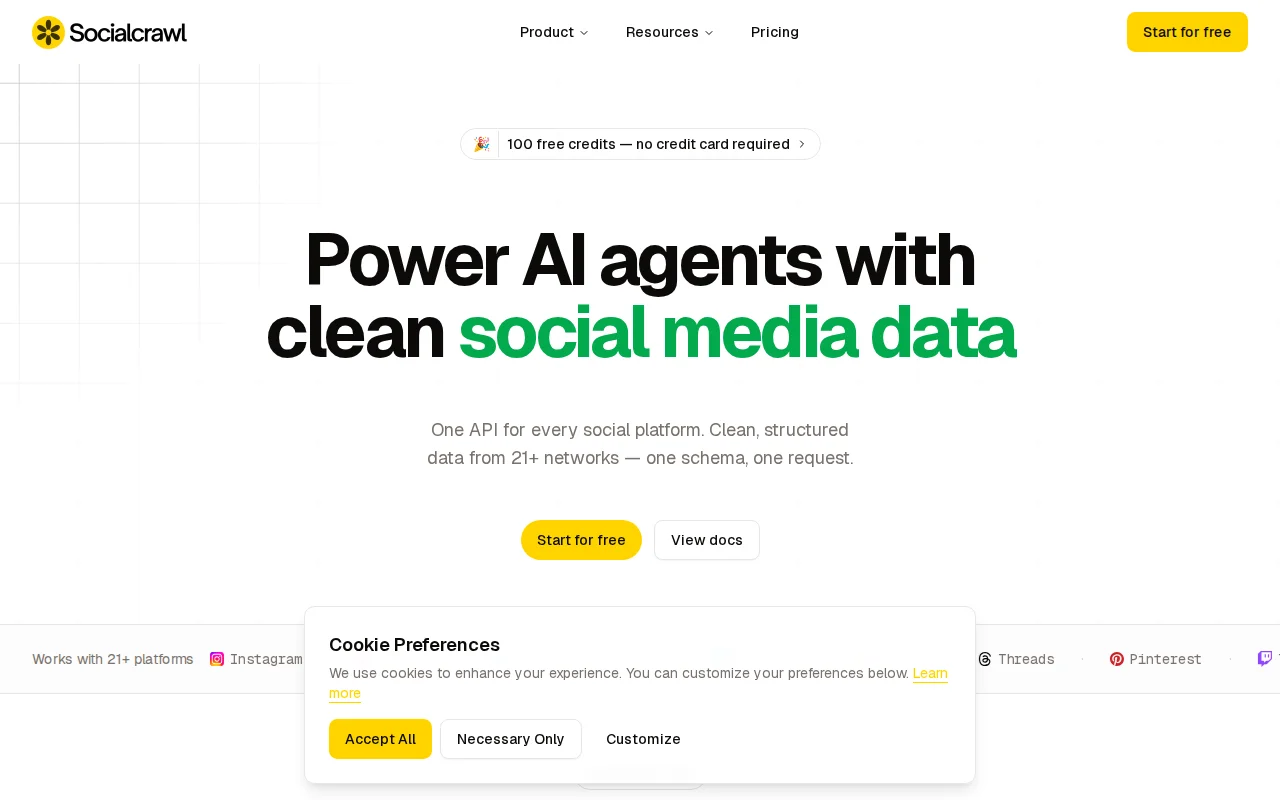 Access X, Reddit, Threads and all social media data from a single API