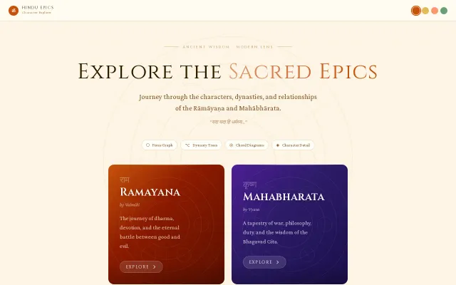 Ithihāsas – a character explorer for Hindu epics, built in a few hours