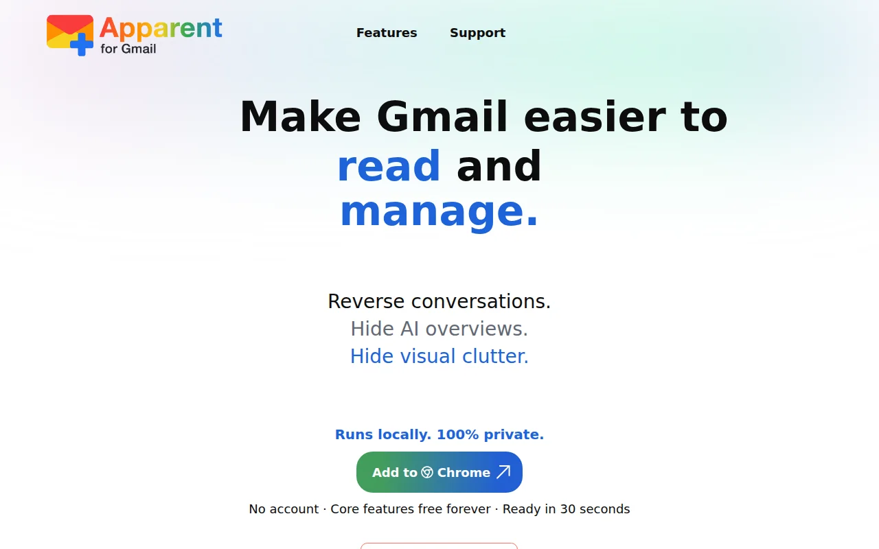 I built a lightweight extension to simplify Gmail (free, local)