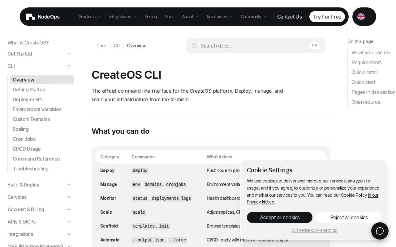 One-command deploys from your terminal with CreateOS CLI