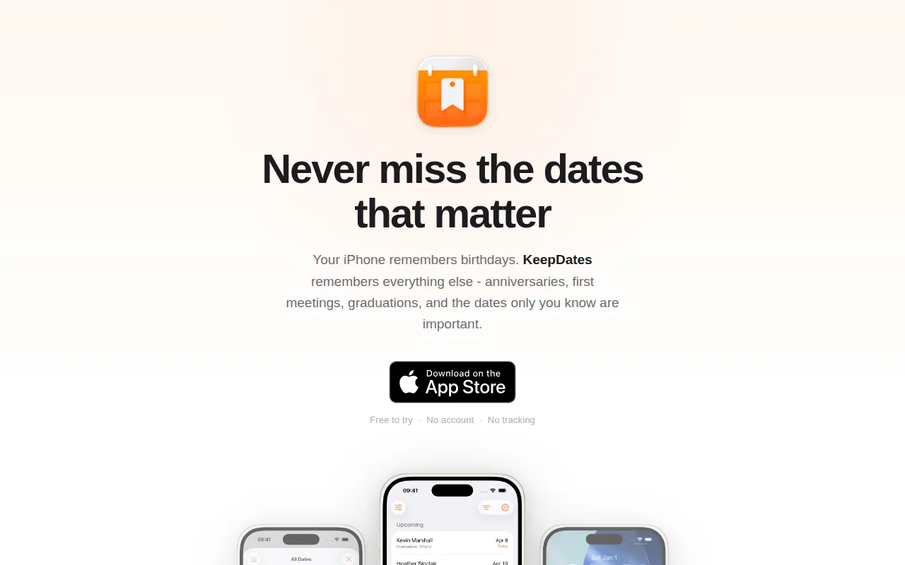 iOS app that continuously turns contact dates into calendar events