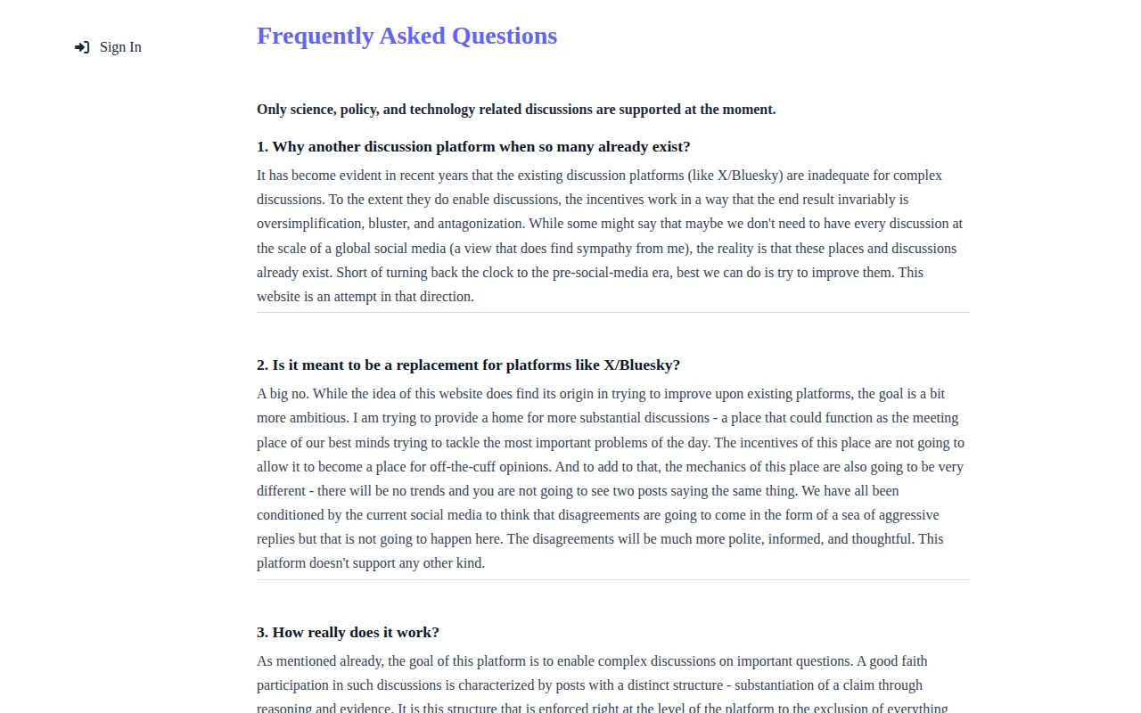 Thesaner.com – a troll-proof platform for harder discussions
