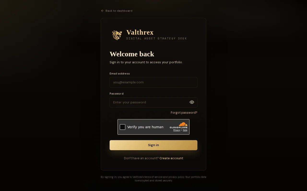 Valthrex – Institutional-grade crypto portfolio command deck