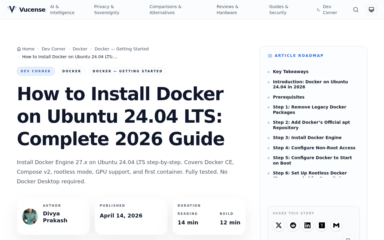 How to Install Docker on Ubuntu 24.04 LTS: Complete 2026 Guide