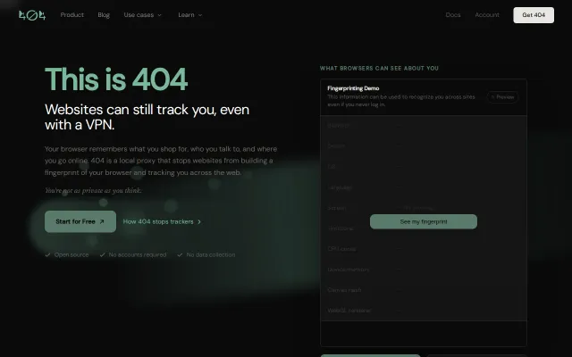 404 – a localhost proxy that substitutes your device fingerprint
