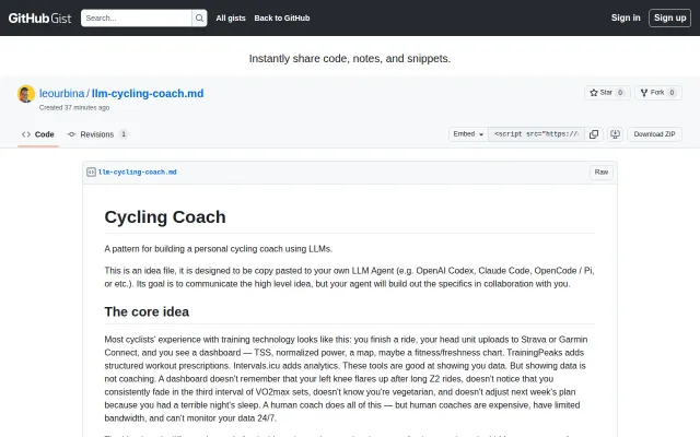 Idea File for LLM Cycling Coach