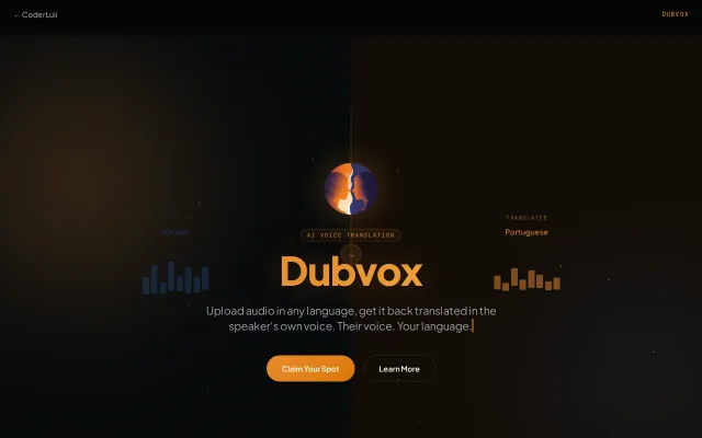 DubVox – Translate audio to any lang while keeping the speaker's voice