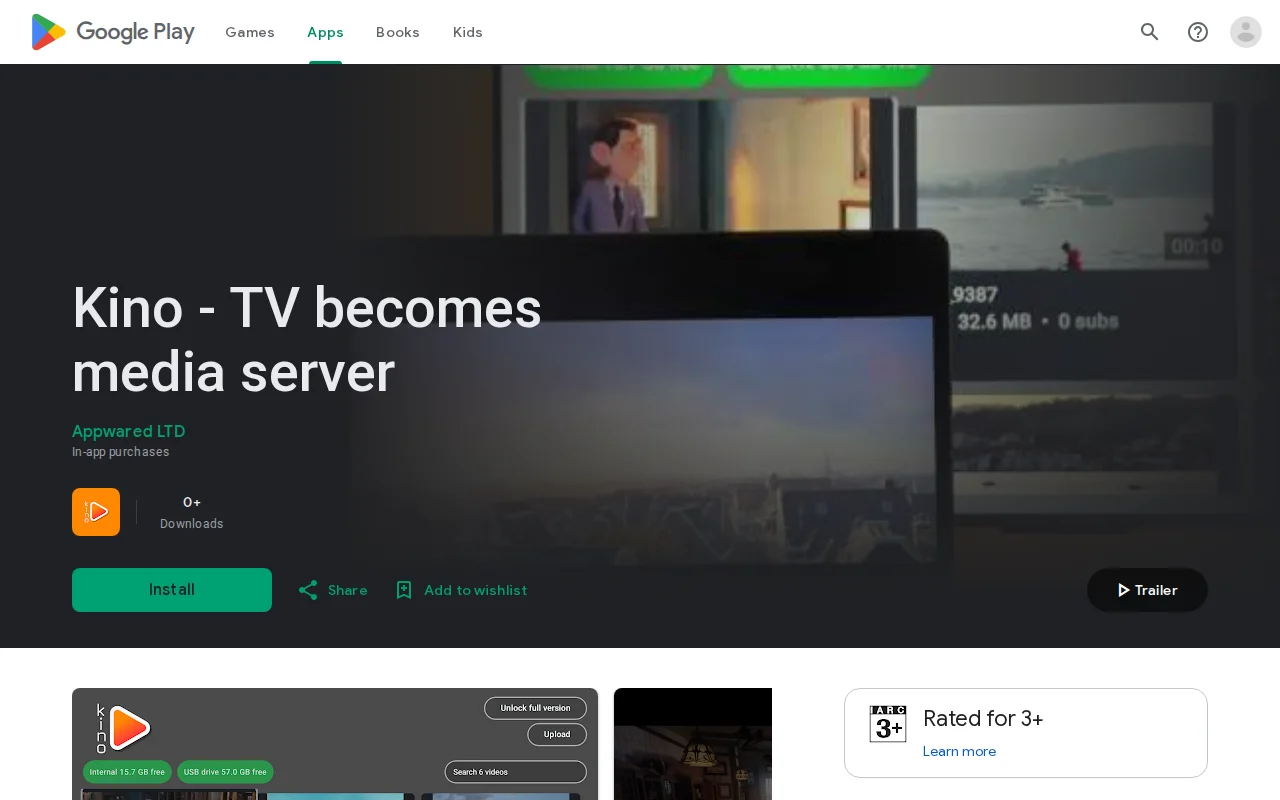 Kino is a Google TV app that turns the TV into a media server