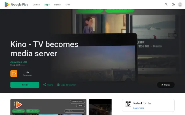 Kino is a Google TV app that turns the TV into a media server