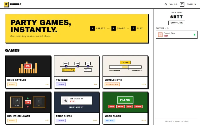 Rumble – no setup online party games