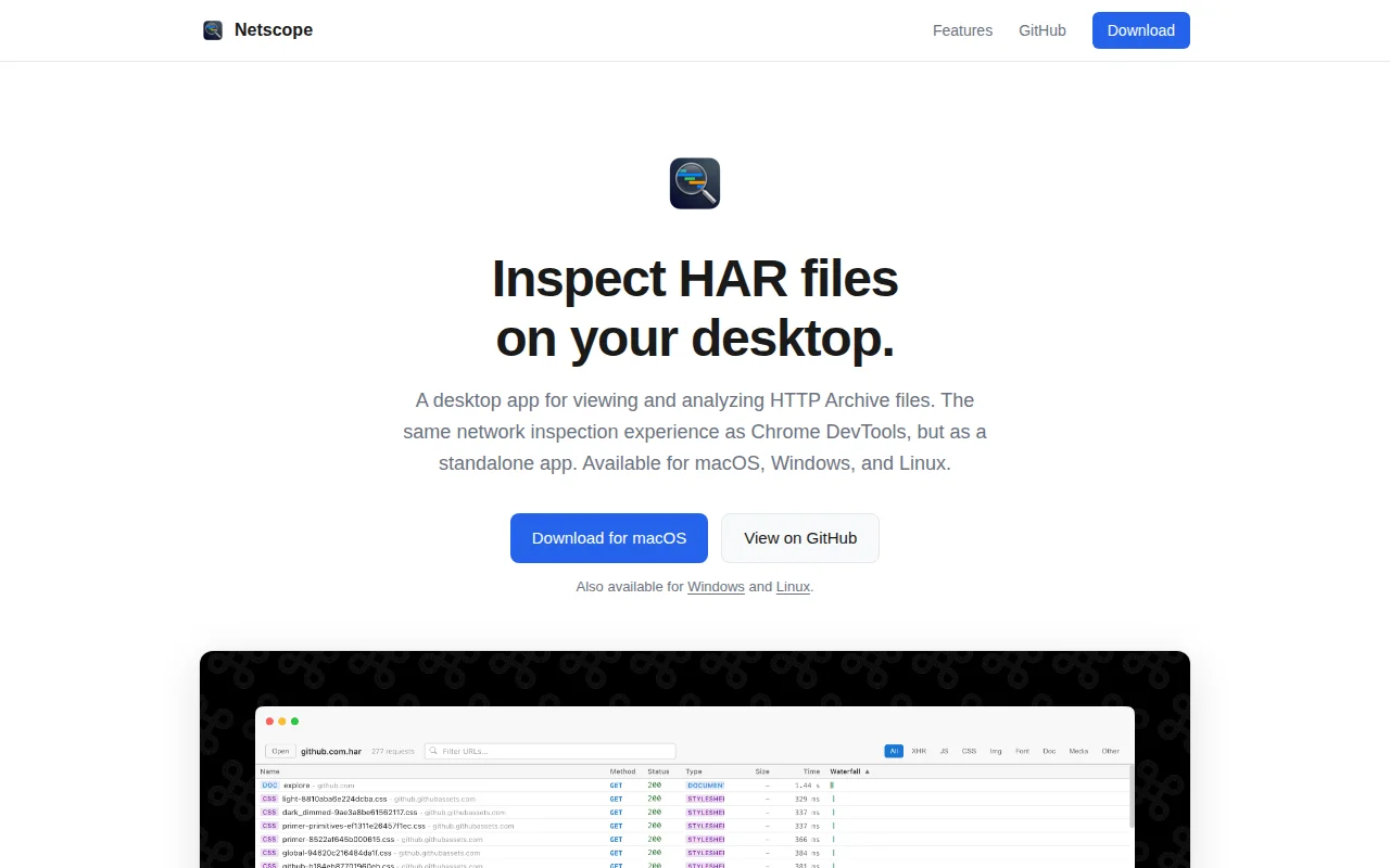Netscope – Inspect HAR Files on Your Desktop