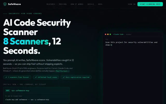SafeWeave – 8 security scanners as an MCP server inside your AI editor