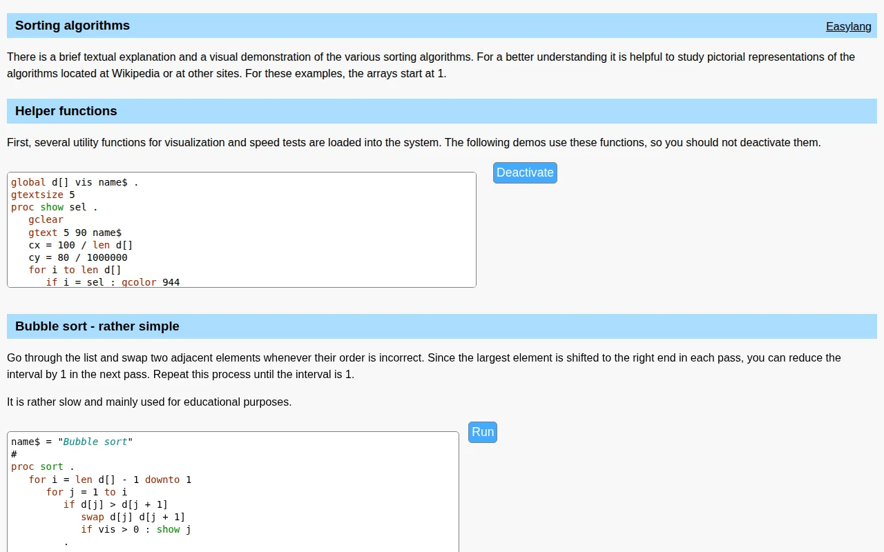 Interactive sorting algorithm visualizations with runtime comparisons