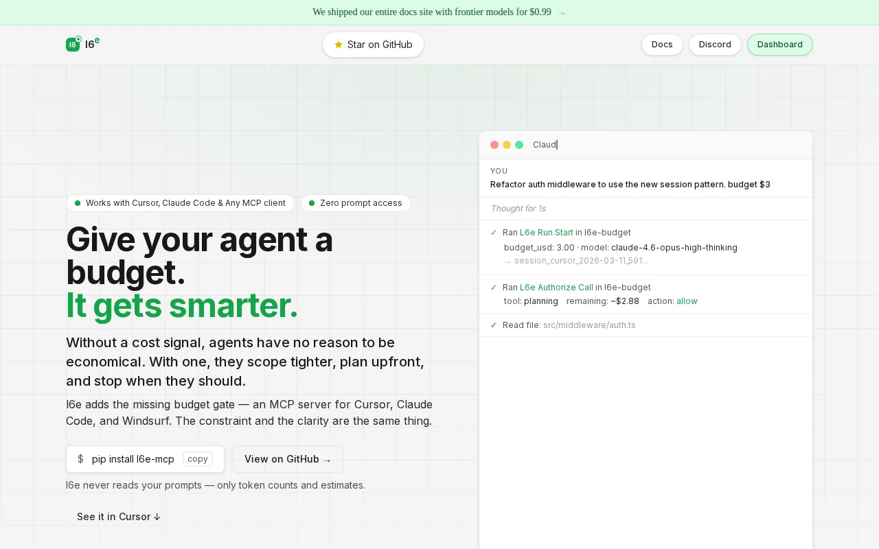 L6e – Give your Agent a budget (save tokens, get smarter results)