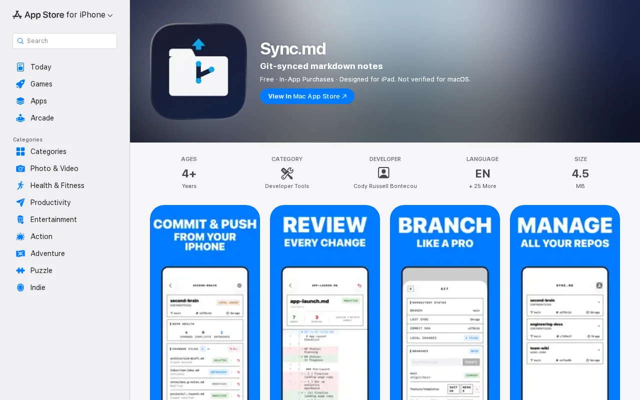 SyncMD – Git client and file editor for iPhone