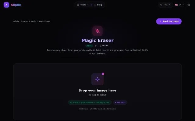 A magic eraser that runs a 208MB ONNX model in the browser