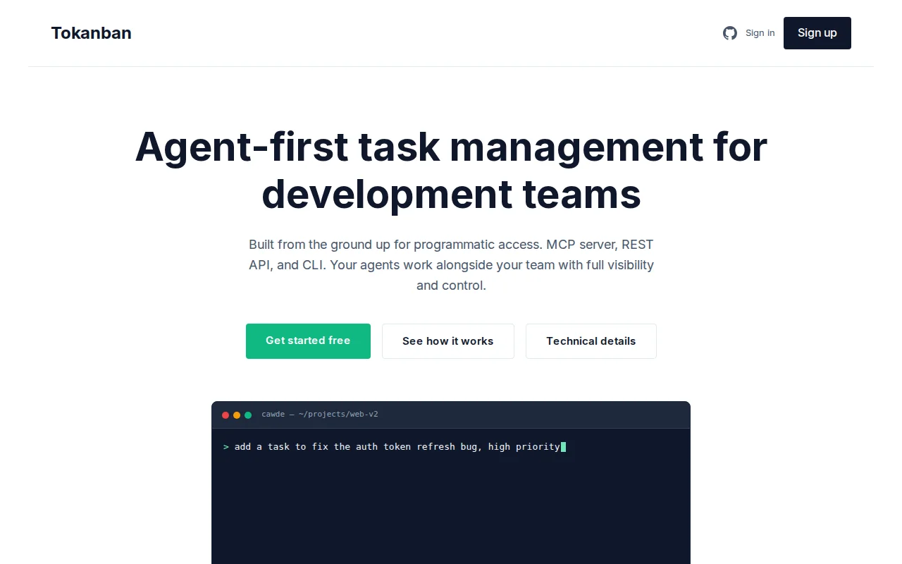 Tokanban, an agent-first task management system