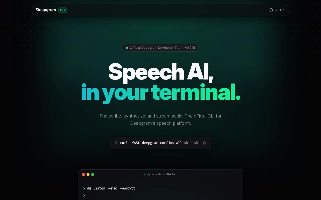 Deepgram releases Deepgram CLI (`dg`) an agent-aware CLI