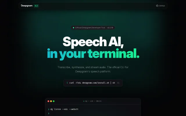 Deepgram releases Deepgram CLI (`dg`) an agent-aware CLI