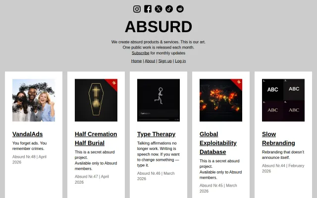 Web projects – one every month
