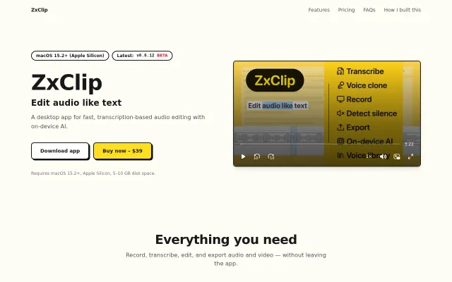 ZxClip – Mac app to edit audio like text; runs locally