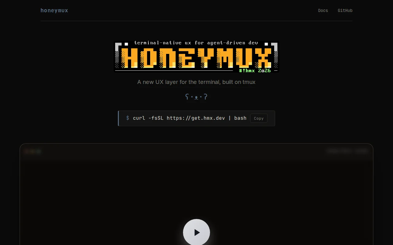 Honeymux, a TUI wrapper for tmux that simplifies agent-driven workflows
