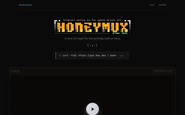 Honeymux, a TUI wrapper for tmux that simplifies agent-driven workflows