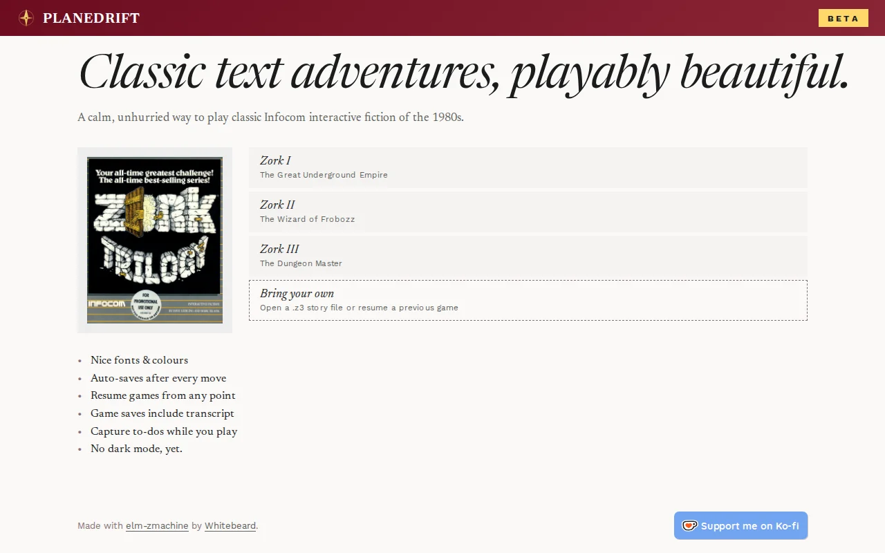 Planedrift – Play Infocom games in the browser
