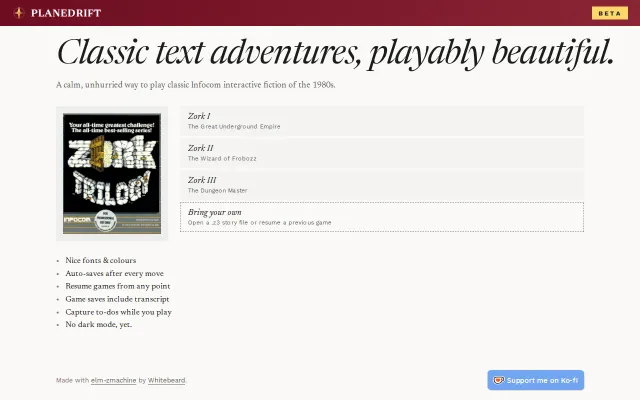 Planedrift – Play Infocom games in the browser