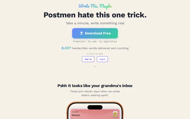 Use real handwriting for messages and forums (Write Me, Maybe)