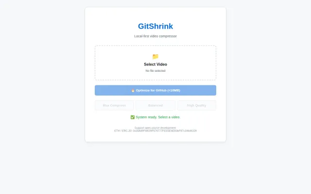 GitShrink – A simple in-browser video compressor for GitHub uploads