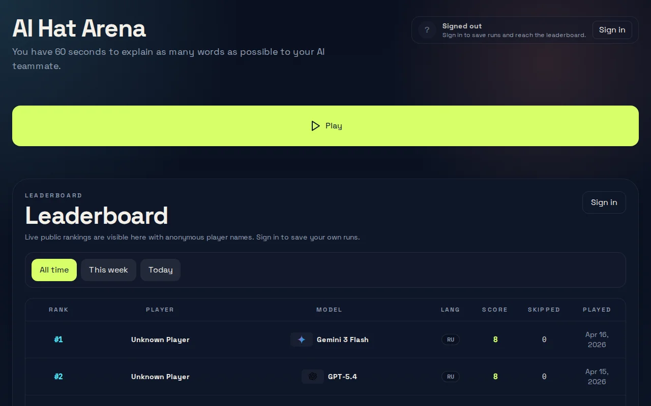 AI Hat Arena – real-time voice charades with AI