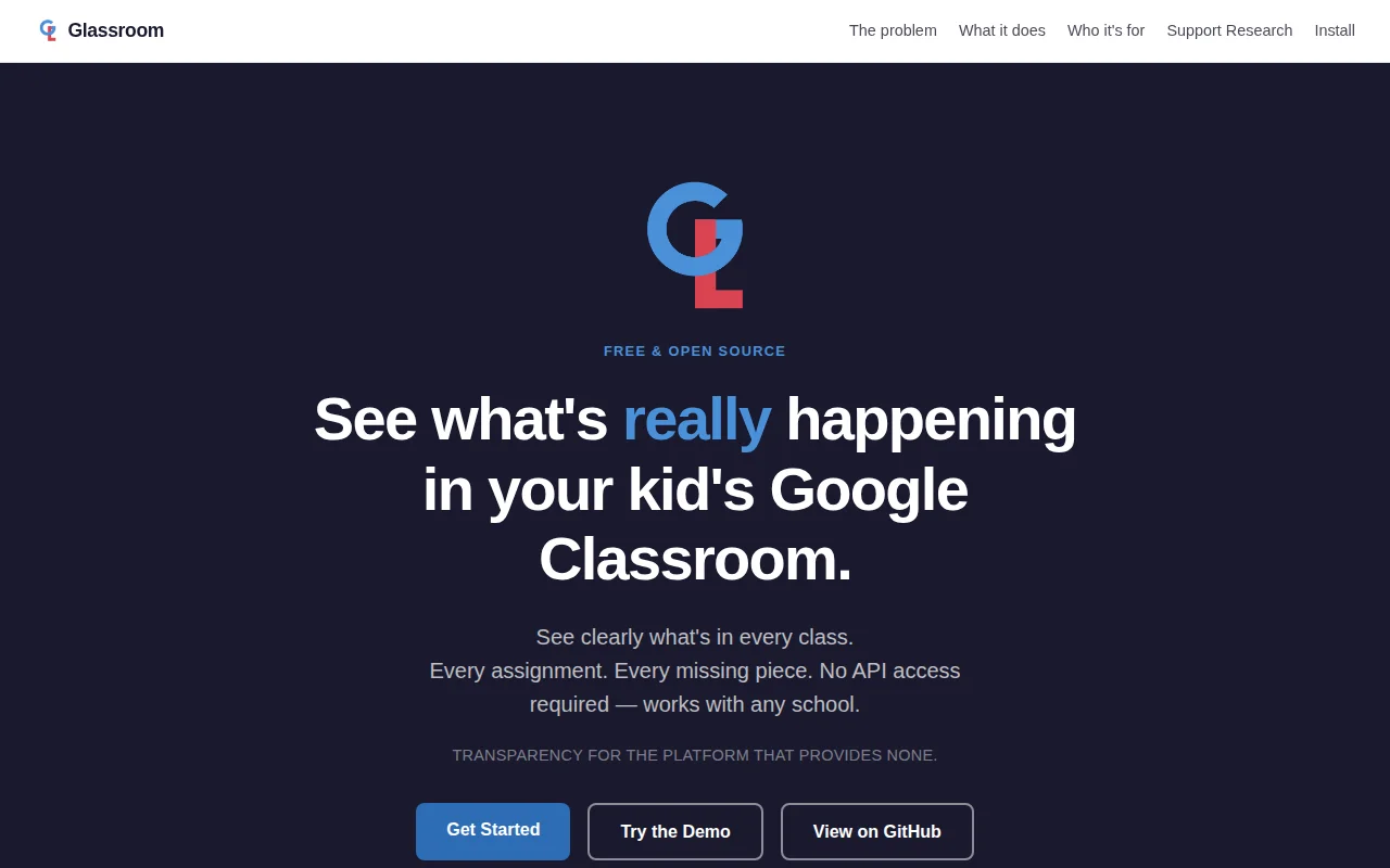 Glassroom – See what's happening in your kid's Google Classroom