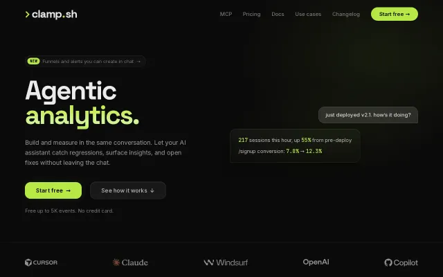 Clamp – Web analytics your AI agent can read and query