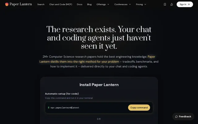 Paper Lantern – on-demand techniques from 2M+ papers for coding agents