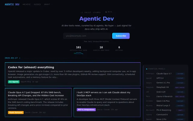 Agentic Dev – AI dev-tools news, curated daily by Claude