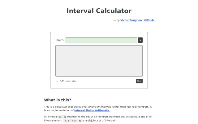 I made a calculator that works over disjoint sets of intervals