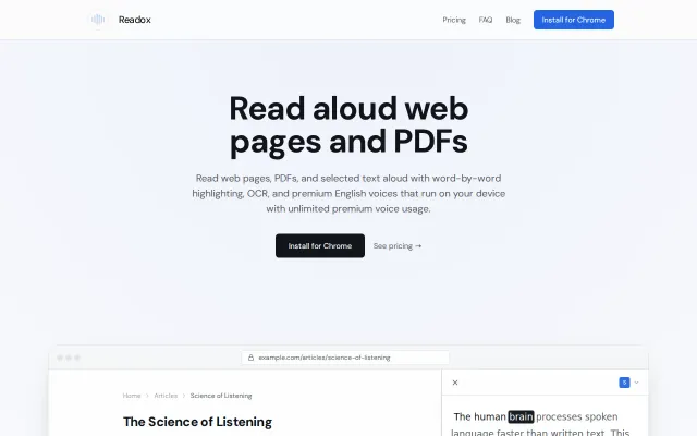Readox – Turn web pages and PDFs into a playable reading queue