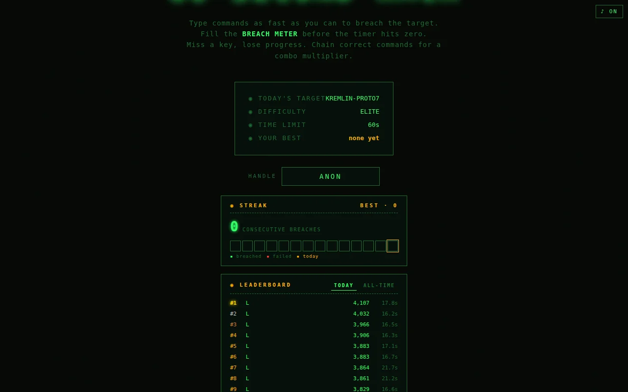 60-Second Hack – a daily hacker typing puzzle