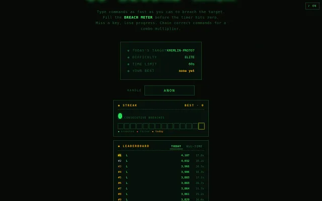 60-Second Hack – a daily hacker typing puzzle