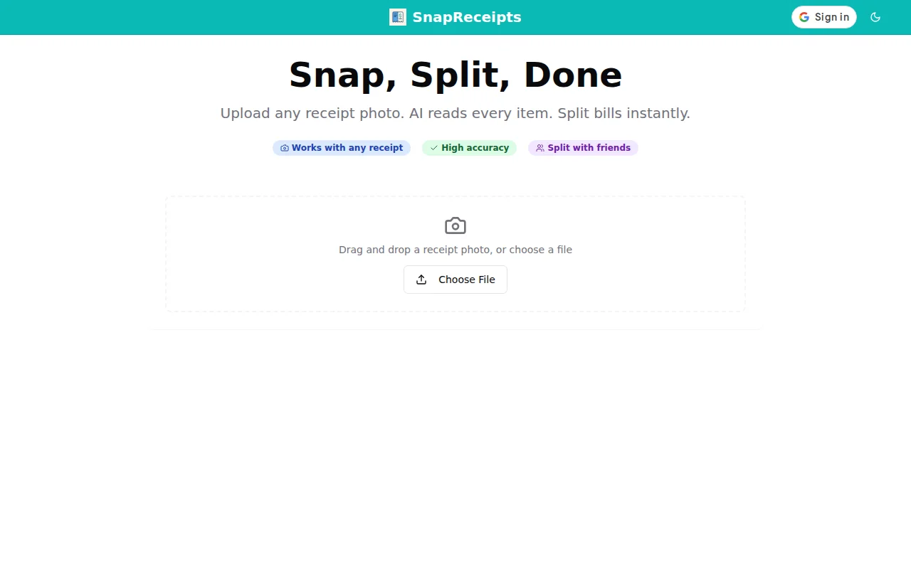 SnapReceipts Snap a receipt, split the bill instantly