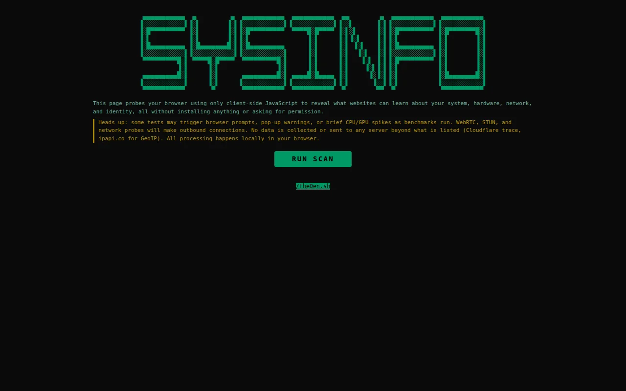 Browser Sysinfo – See everything a webpage can learn about you