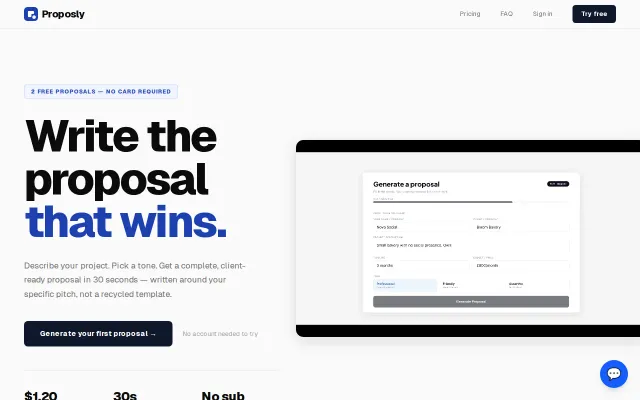 Proposly – AI-generated client proposals for freelancers