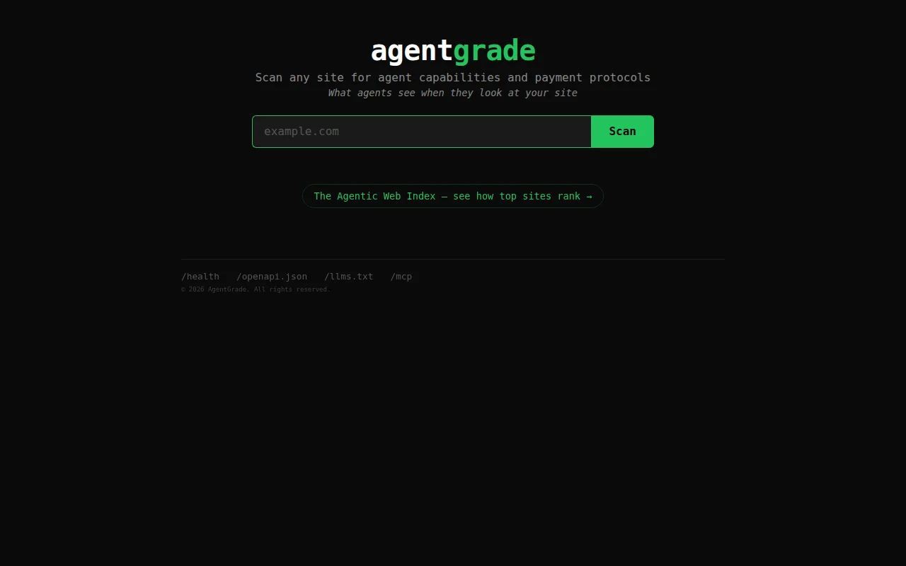 AgentGrade – agent-readiness guide for your site