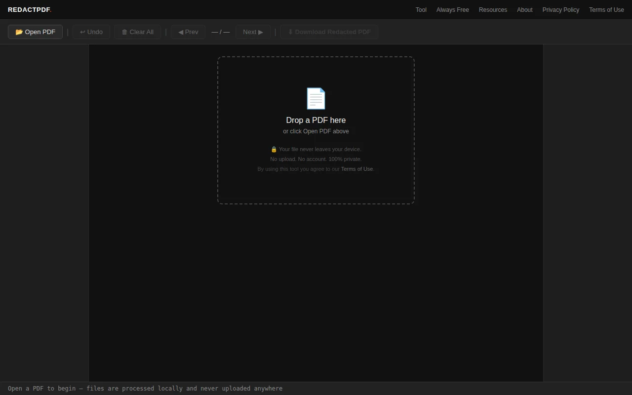 Free PDF redactor that runs client-side