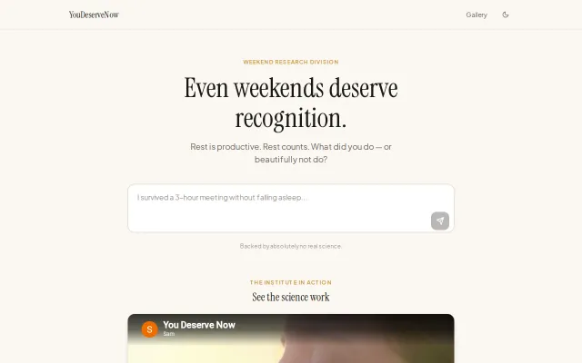 YouDeserveNow, Justifications for Treating Yourself