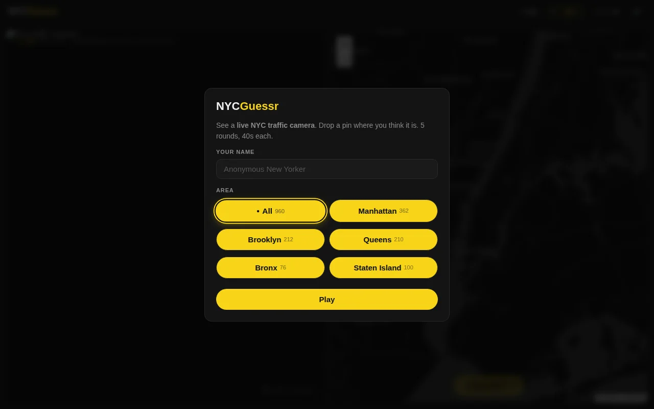 NYC Guessr – GeoGuessr for NYC but with live video cam footage