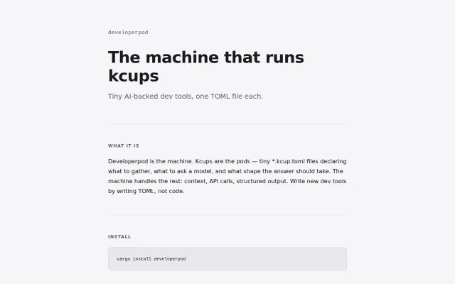 Developerpod, K-Cups for Code