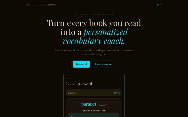 I built a spaced-repetition vocab app tied to the books you read