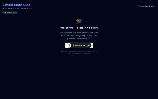 A free, offline-capable math quiz app